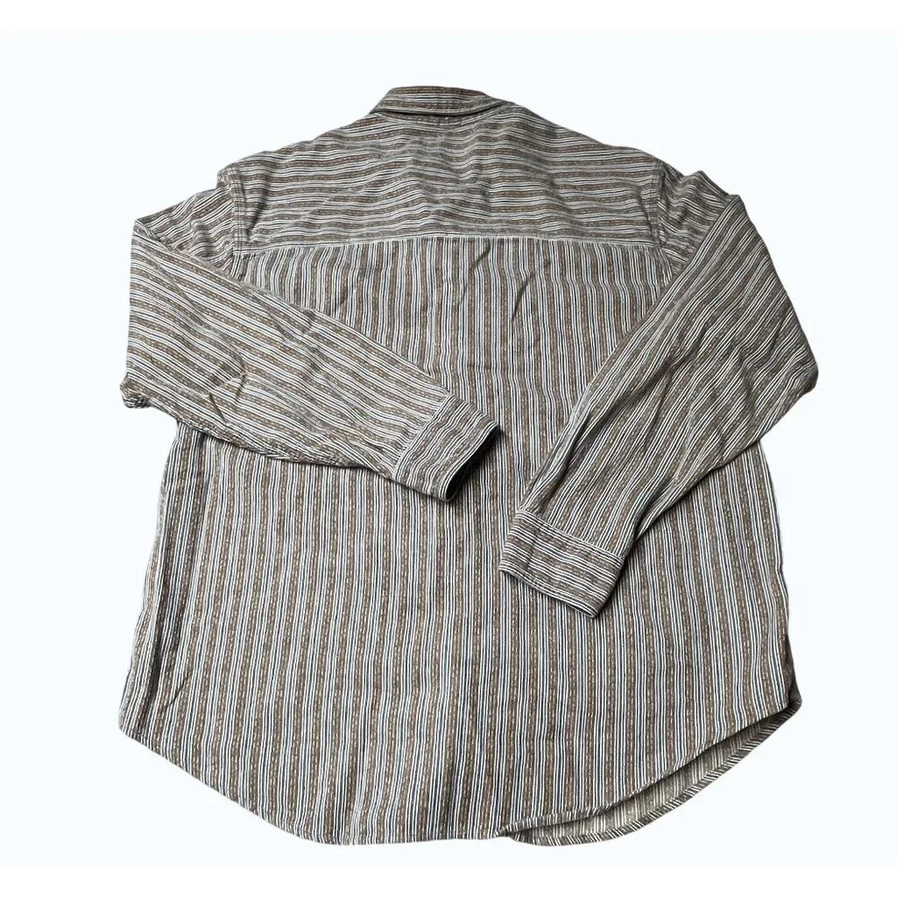 Levis Brown & Blue Striped Button-Up Shirt‎ L 100% Cotton Mens Western Workwear